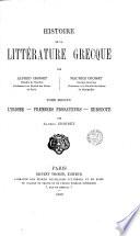 Histoire de la littérature grecque, par M. Croiset (A. Croiset).
