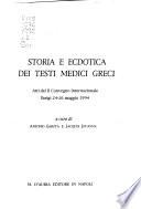 Histoire et ecdotique des textes médicaux grecs