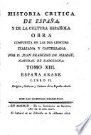 Historia critica de España, y de la cultura Española
