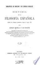 Historia de la filosofía española: Desde los tiempos primitivos