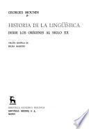 Historia de la lingüística desde los orígenes al siglo XX