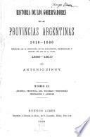 Historia de los gobernadores de las Provincias Argentinas desde 1810 hasta la fecha