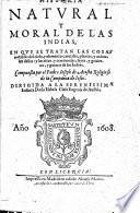 Historia natural y moral de las Indias