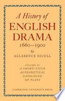 History of English Drama 1660-1900