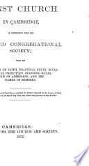 History of the First Church in Cambridge, in Connection with the Shepard Congregational Society