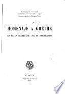 Homenaje a Goethe en el IIo centenario de su nacimiento