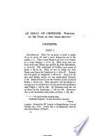 I. Milton's 'Areopagitica'. II. Addison's 'A discourse on ancient and modern learning'. III. Pope's 'An essay on criticism'. IV. Byron's 'Letter to John Murray on the Rev. W. L. Bowles's strictures on Pope'. V. Wordsworth's 'A letter to a friend of Robert Burns'. VI. Bowles's Appendix - Two passages from Two letters to the Right Hon. Lord Byron'