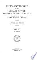 Index-catalogue of the Library of the Surgeon General's Office, United States Army (Army Medical Library)