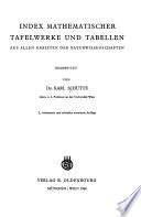 Index mathematischer Tafelwerke und Tabellen