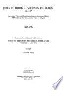 Index to Book Reviews in Religion