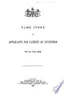 Index to Names of Applicants in Connection with Published Complete Specifications