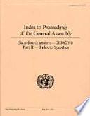 Index to Proceedings of the General Assembly