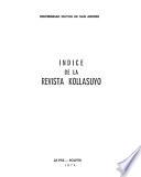 Indice de la revista Kollasuyo