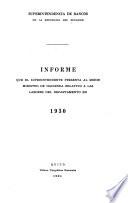 Informe que el Superintendente presenta al Señor Ministro de Hacienda relativo a las labores del Departamento en ...