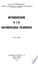 Introducción a la antropología filósofica