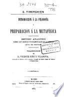 Introducción á la filosofía y preparación á la metafísica