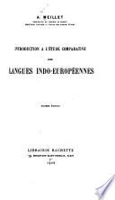 Introduction à l'étude comparative des langues indo-européennes