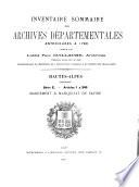 Inventaire sommaire des Archives départementales antérieures à 1790, Hautes-Alpes: Articles 1 à 249. Mandement & Marquisat de Savine