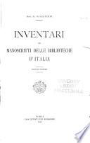 Inventari dei manoscritti delle biblioteche d'Italia