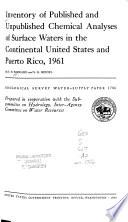 Inventory of Published and Unpublished Chemical Analyses of Surface Waters in the Continental United States and Puerto Rico, 1961