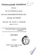 Investigaciones filosóficas acerca de los primeros objetos de los conocimientos morales