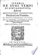 Istoria De' Suoi Tempi Di Giovambatista Adriani Gentilhuomo Fiorentino
