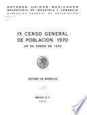 IX [i.e. Noveno] censo general de poblacion, 1970: Estado de Morelos