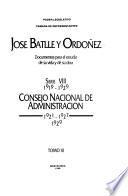 José Batlle y Ordóñez: 1919-1929. [pt. 1.] Agrupación Colorado de Gobierno Nacional, 1920-1927. [pt. 2] Consejo Nacional de Administración. 1921-1927, 1929. t. I-IV. [pt. 3] Comité Ejecutivo Nacional del Partido Colorado, 1919-1929. t. I-II. [pt. 4] Convencion Nacional del Partido Colorado, 1920-1929. t. I-VII