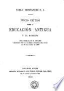 Juicio crítico sobre la educación antigua y la moderna