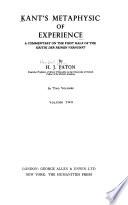 Kant's Metaphysic of Experience