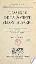 L'essence de la société selon Husserl