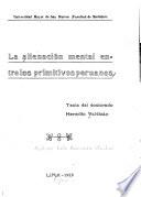 La alienación mental entre los primitivos peruanos