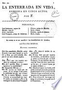 La enterrada en vida, comedia en cinco actos. Por T