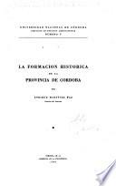 La formación histórica de la provincia de Córdoba