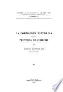 La formación histórica de la provincia de Córdoba