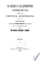 La lengua y la literatura sanskritas ante la crítica histórica ...