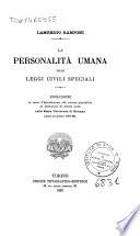 La personalità umana nelle leggi civili speciali