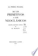 La Poesía inglesa de los primitivos a los neoclásicos