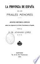 La provincia de España de los frailes Menores