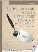 La pseudonymie dans la littérature française