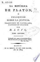 La República de Platón, o coloquios sobre la justicia