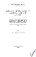 Lafcadio Hearn, Critic of American Life and Letters