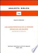 Las características de la versión siríaca de los Salmos (Sal 90-150 de la Peshitta)