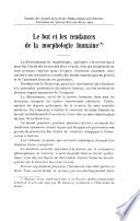 Le but et les tendances de la morphologie humaine