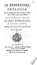 Le Répertoire. Prologue, etc