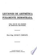 Lecciones de aritmética puramente demostrada