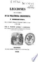 Lecciones sobre los fundamentos de la terapéutica substitutiva ú homeopática