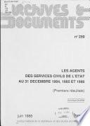 Les agents des services civils de l'Etat au 31 décembre 1984, 1985 et 1986