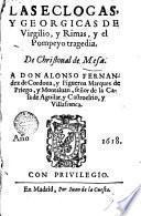 Les Eglogas y Georgicas de Virgilio y Rimas y el Pompreyo tragedia