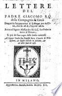 Lettere del padre G. Ro ... doppò la sua partenza di Lisbona per la Cina che fù alli 6 d'Aprile 1618, ... et poi da Goa, etc
